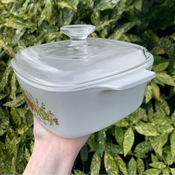 Vintage Rare Corningware 1.5qt Casserole Baking Dish Spice of Life w/ Pyrex Lid - Picture 4 of 11